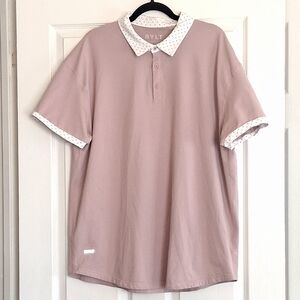 BYLT Dusty Rose Pink & Polka Dot Short Sleeve Polo Shirt